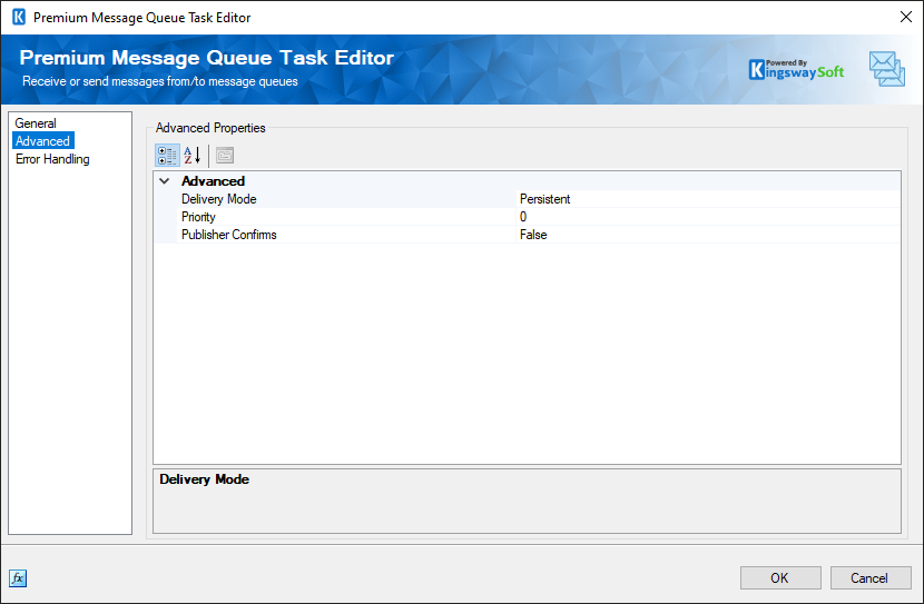 SSIS Premium Message Queue Task Editor - Advanced - RabbitMQ